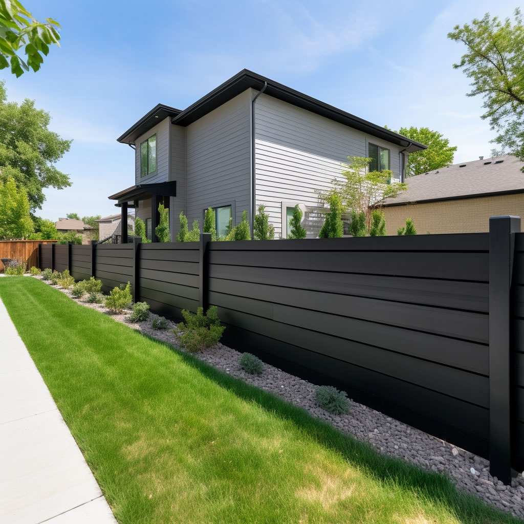 large vinyl fence installed side yard