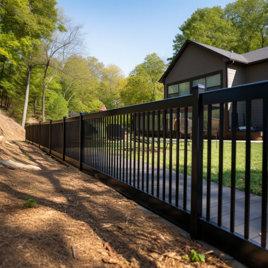 long metal aluminum fence